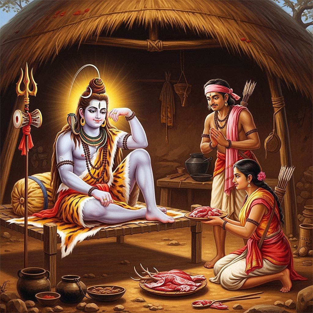 Lord Shiva's Visit: A Devotional Scene