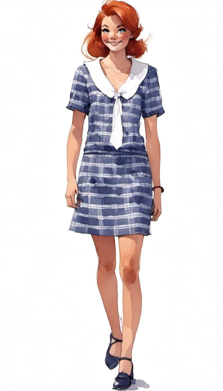 Toothy grin fox-girl Vixen, wearing a Sixties plaid uniform ...