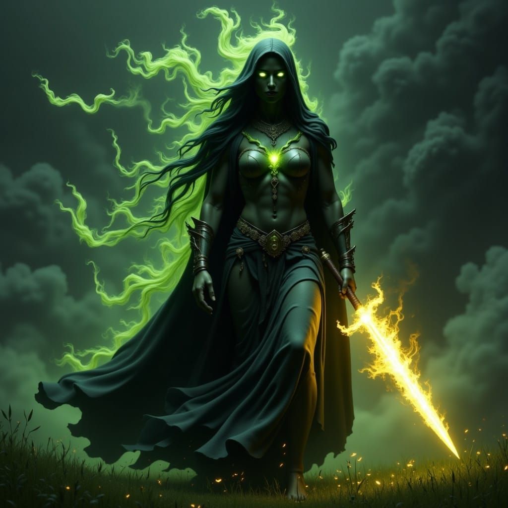 Witch Wielding Bioluminescent Dagger on Rampart