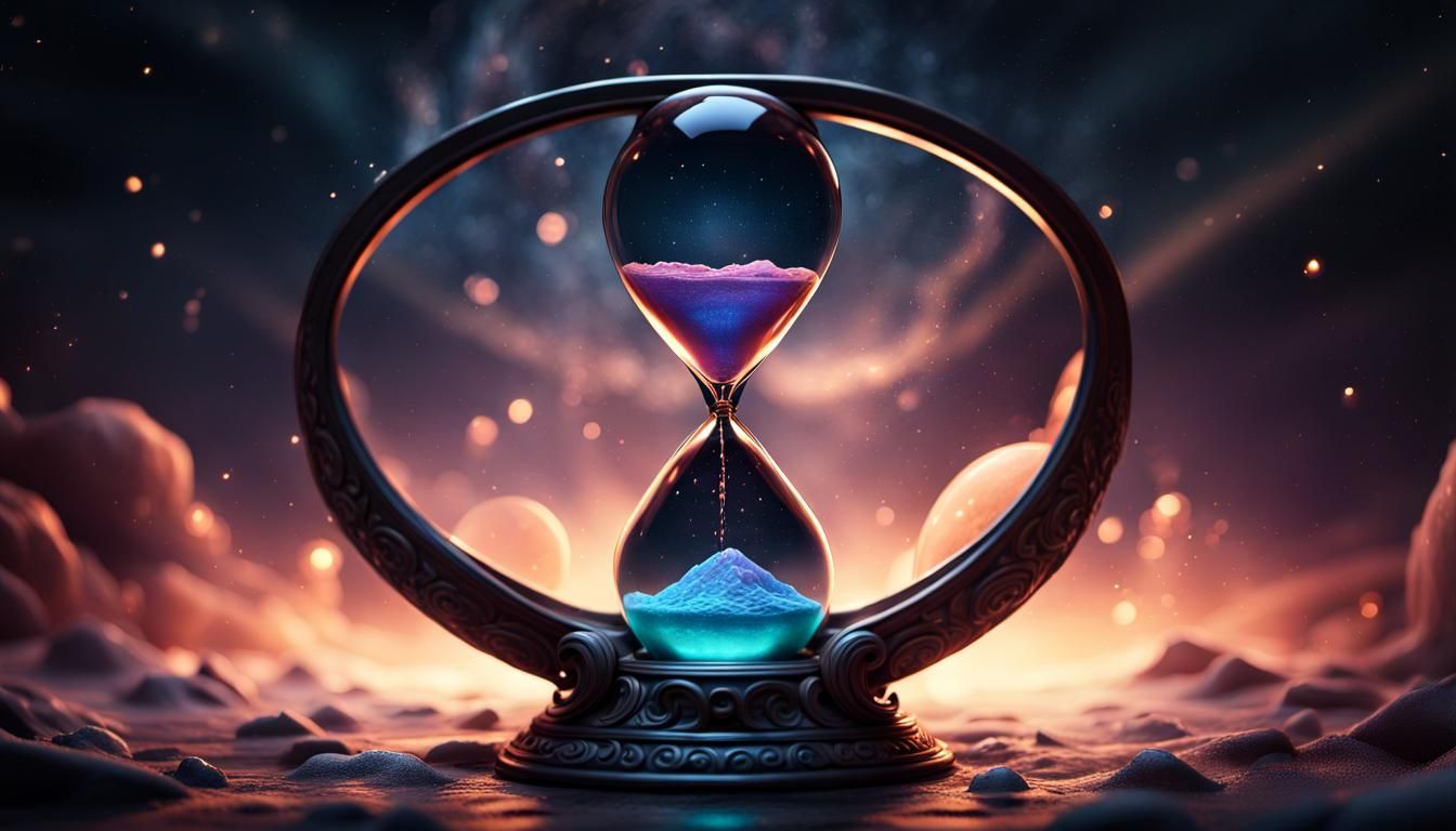 Infinite Time: Hourglass with Cosmic Background