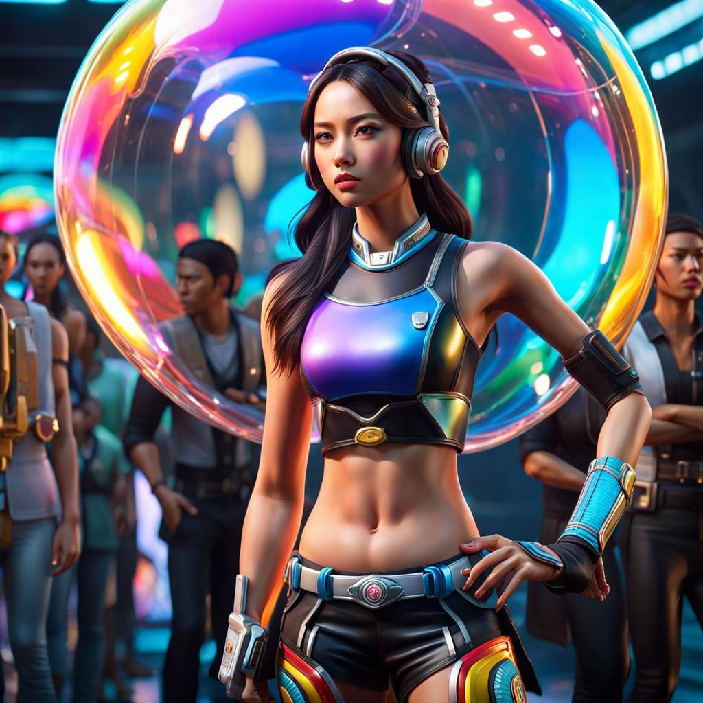Surreal AI Video Game Character in Bubble