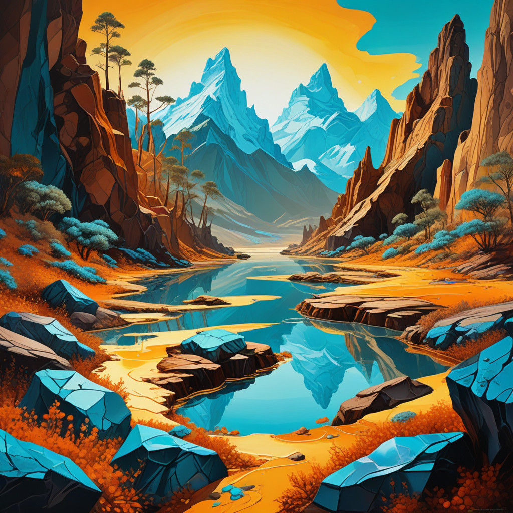 Vibrant Fauvist Garden Landscapes with Geometric Patterns