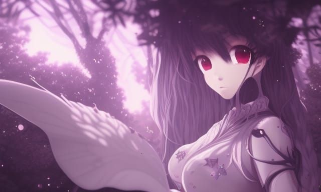 Detailed Dark Anime Key Visual of Stars and Nature