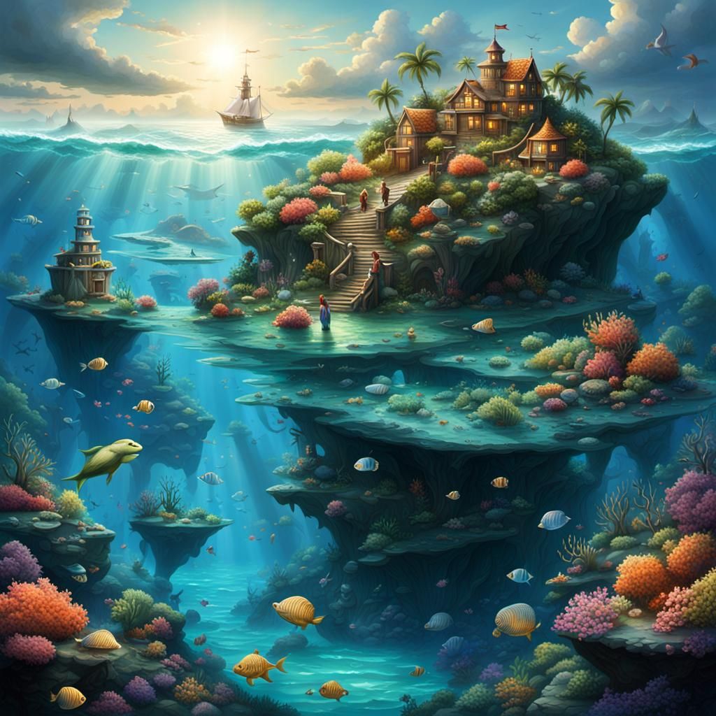 Mystical Mermaid Island in the Atlantic: 3D Digital Art