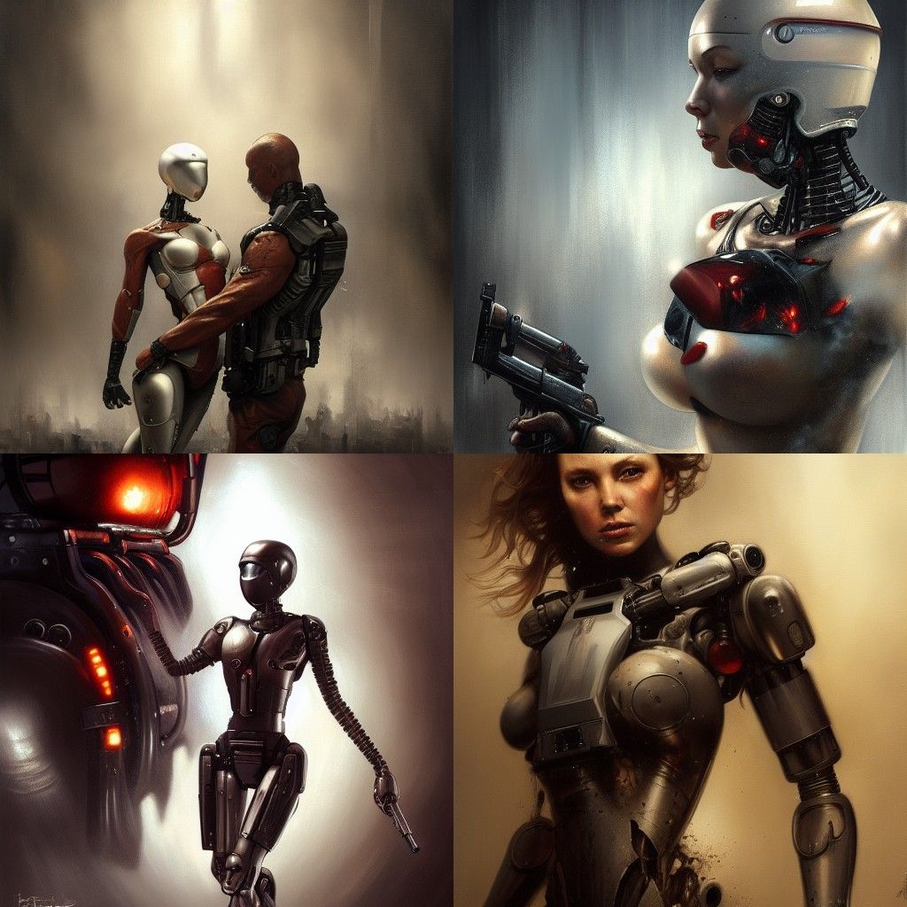 Killer Robots Movie Poster in Oil Painting Style