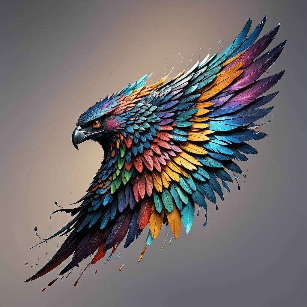 Hyperrealistic Wing in Splash Art Style