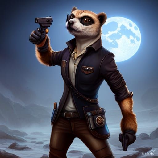 Intricate Anthro Meerkat MI5 Agent Concept Art