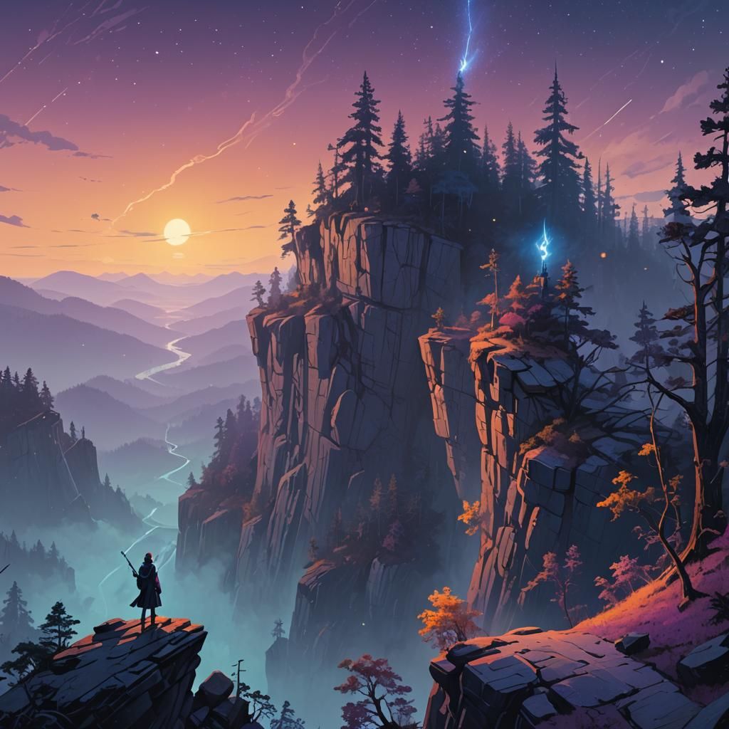 Mystical Forest Sorceress at Night: Digital Concept Art