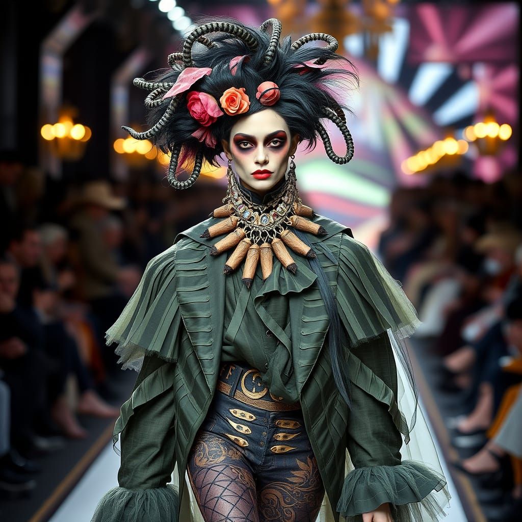 Supermodel Struts Down Grand Fashion Runway in Bizarre Outfi...