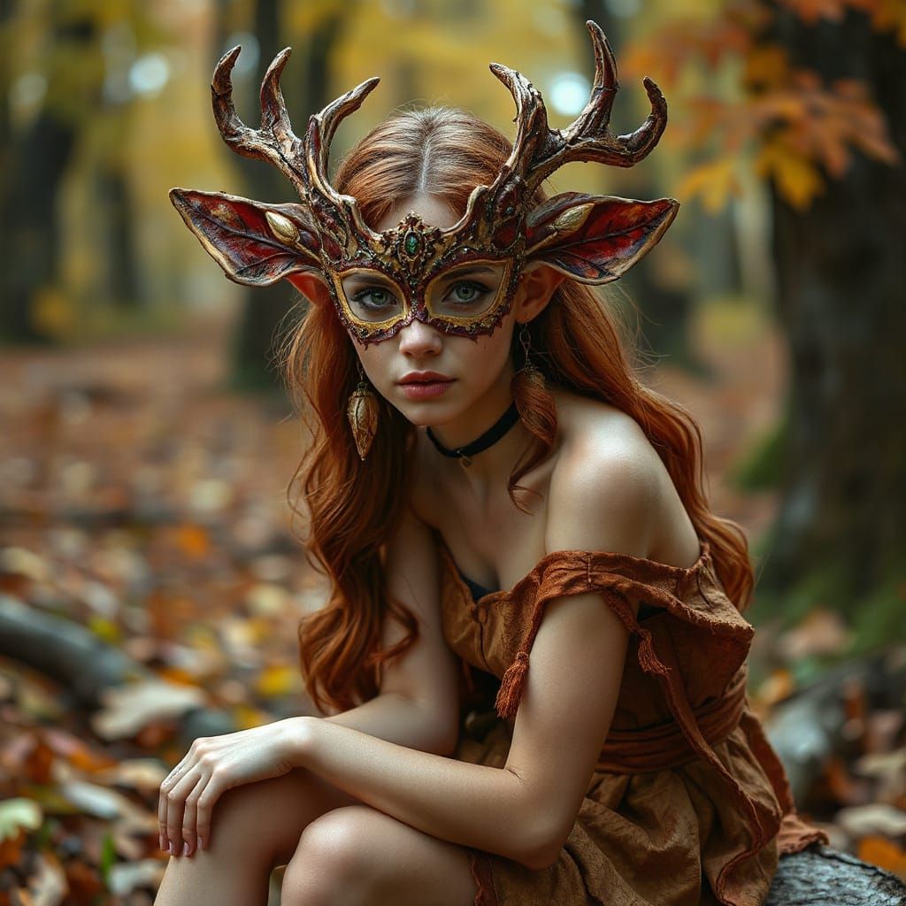 Elven Forest Spirit in Autumn Attire