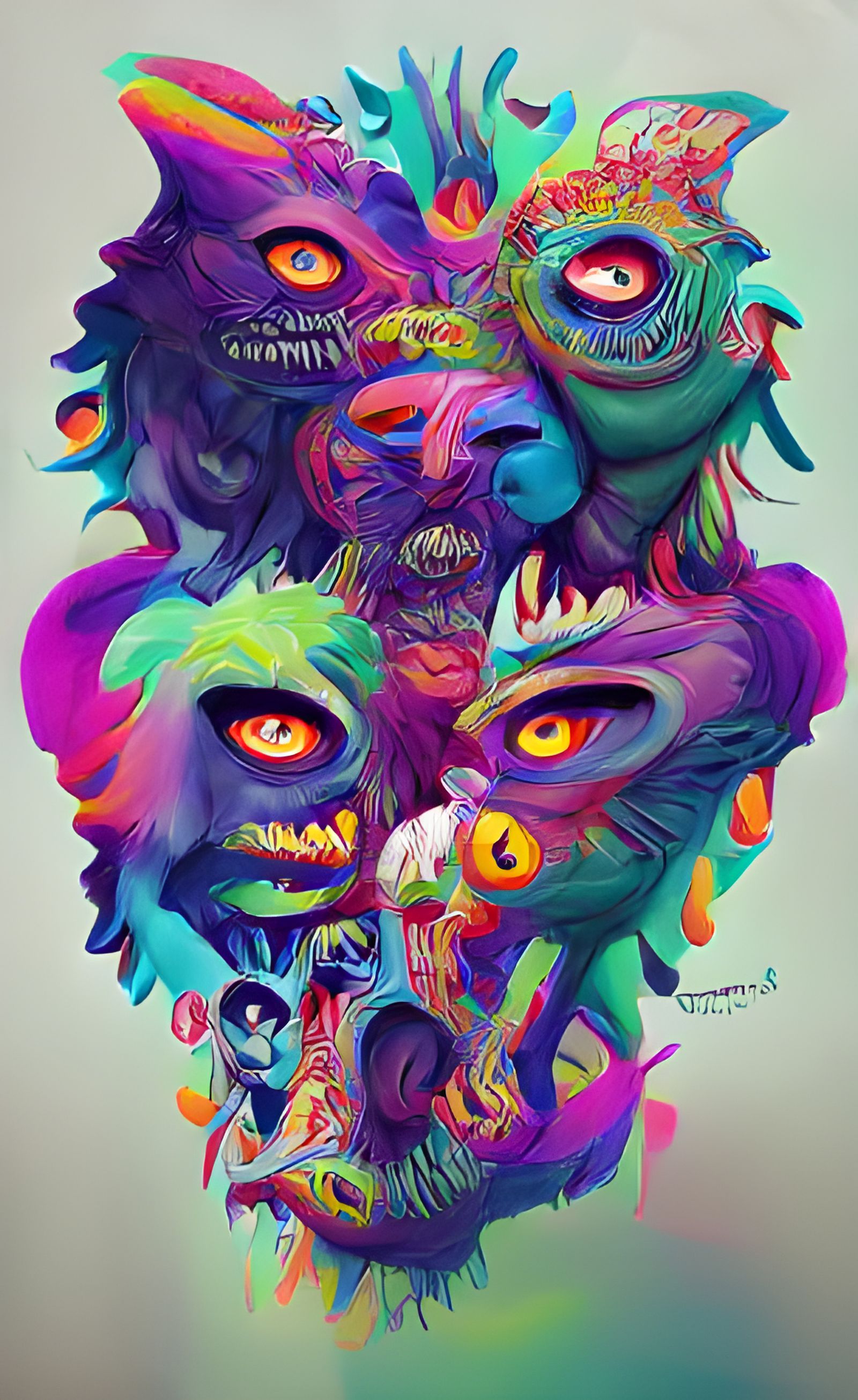 Psychedelic Monsters Concept Art Poster