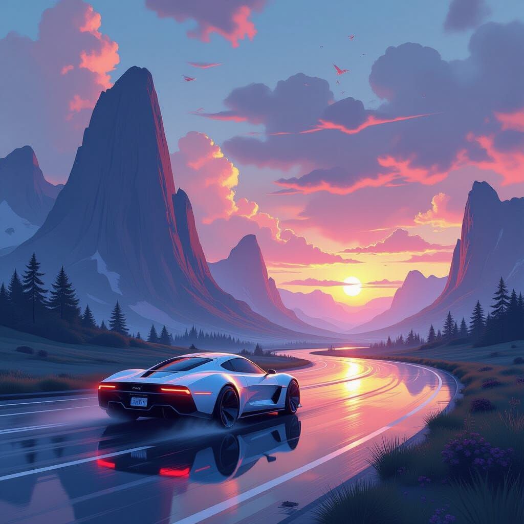 Vibrant Dreamlike Scenery in Futuristic Styles