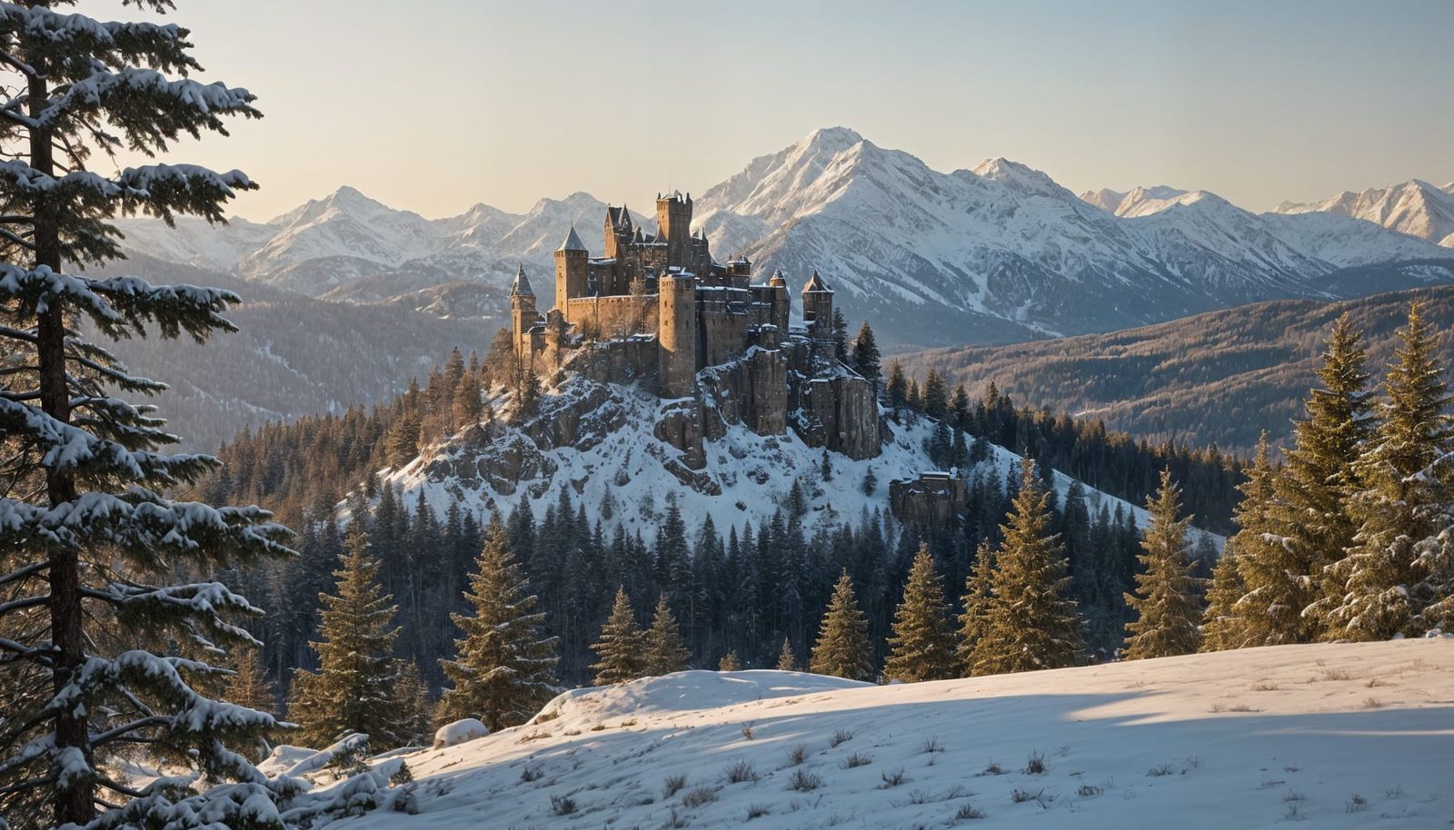 Golden Hour at Ancient Castle Ruins