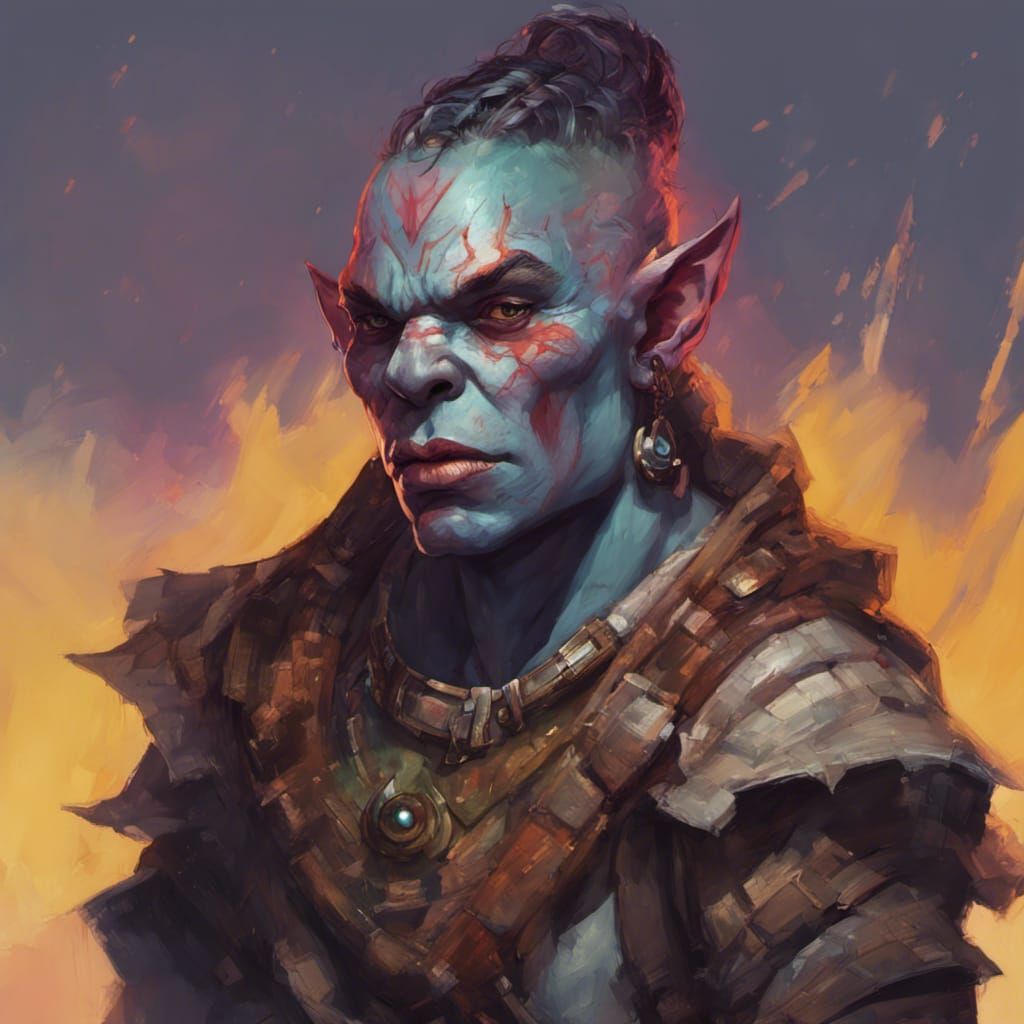 Hyperrealistic Nonbinary Orc Character Portrait