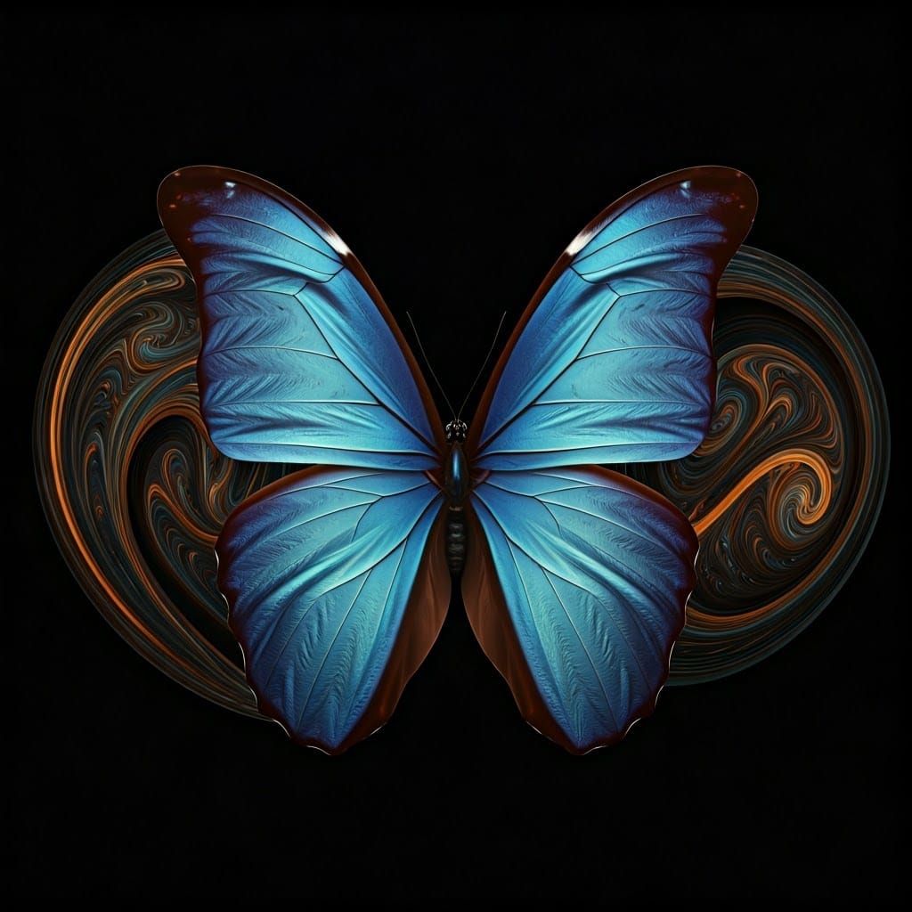 Bioluminescent Butterfly Crown in Abstract Expressionism Sty...