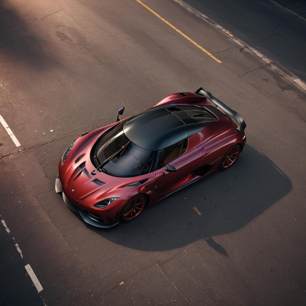 Crimson Koenigsegg Regera in Cinematic Lighting