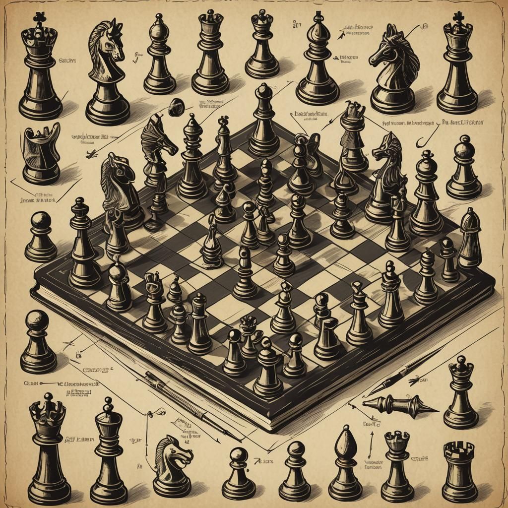 Chess Rules Explained: Retro RPG Book Illustration