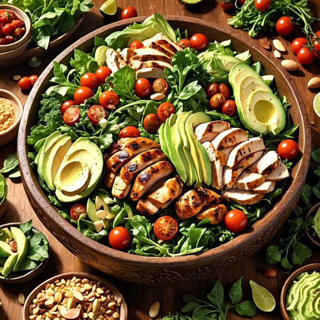 Grilled Chicken Salad: A Matte Painting in 8K