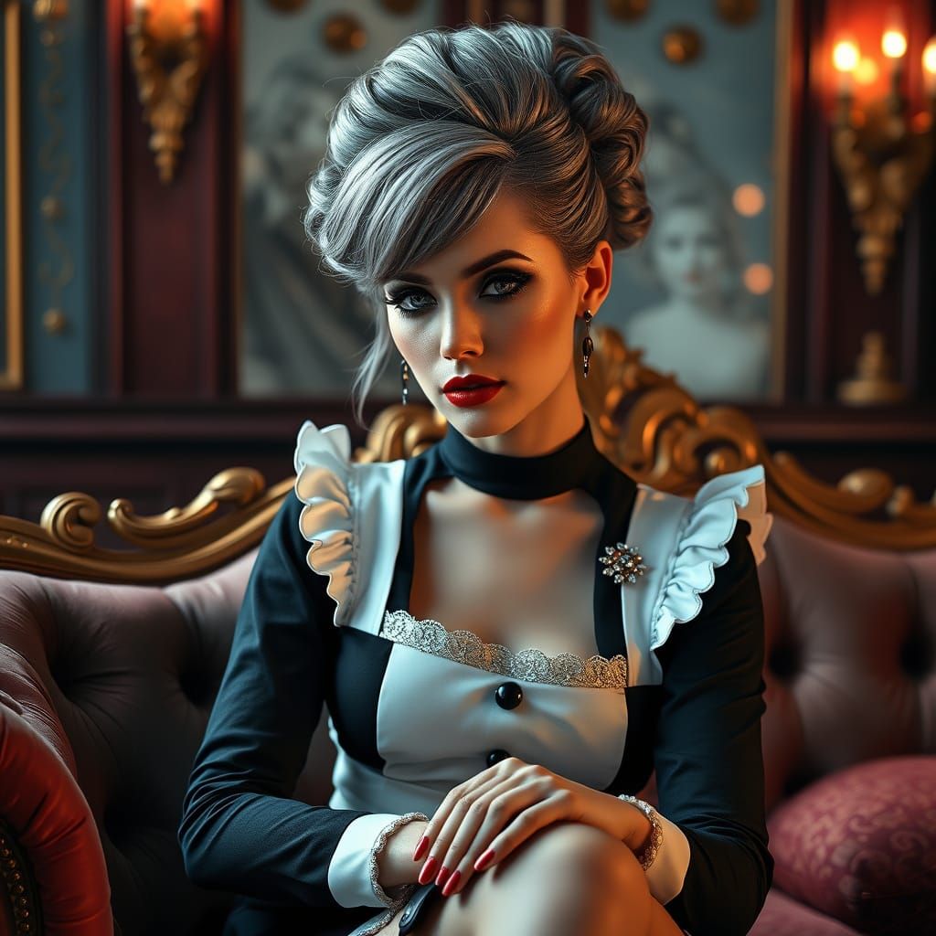 Elegant Maid in Hyperrealistic Style