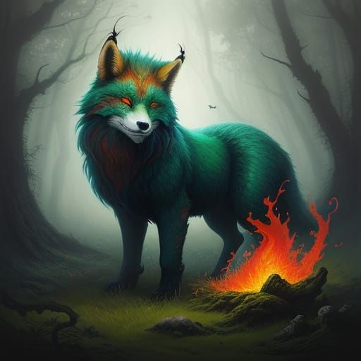 Mystical Firefox in Fantastical Realism Style