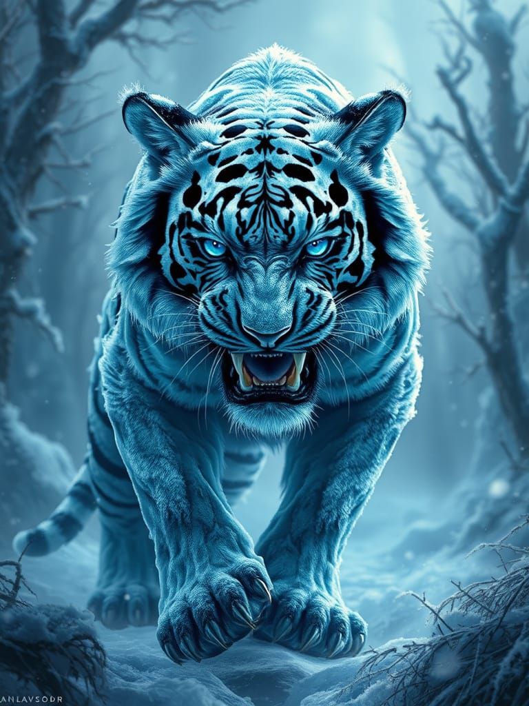Spellbound Frost Tiger in a Frozen Jungle