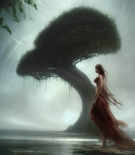 Fig Tree Landscape in Cottagecore Style