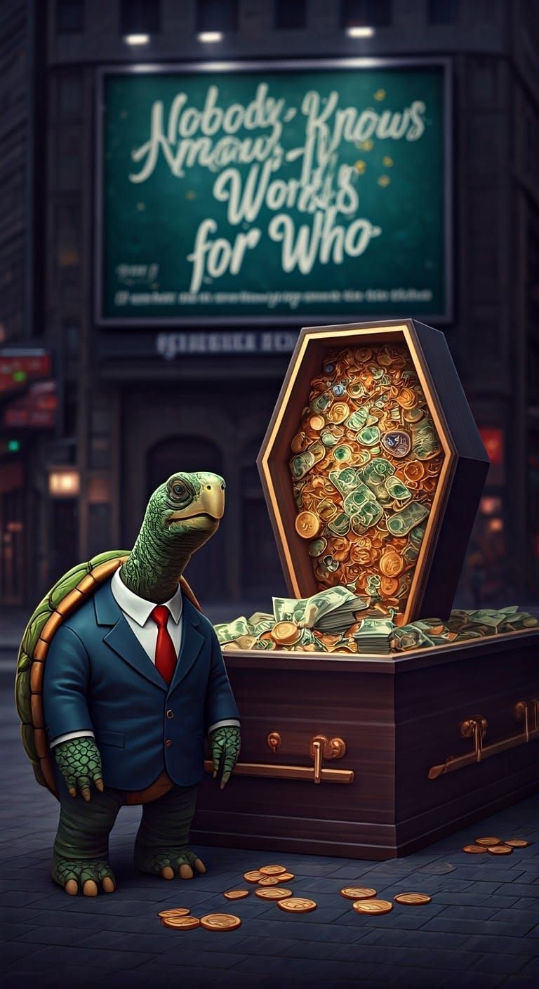 Turtle & Money Coffin Billboard in 3D Anime Style