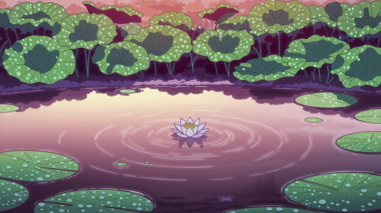 Twilight Serenity in a Lush Anime Landscape