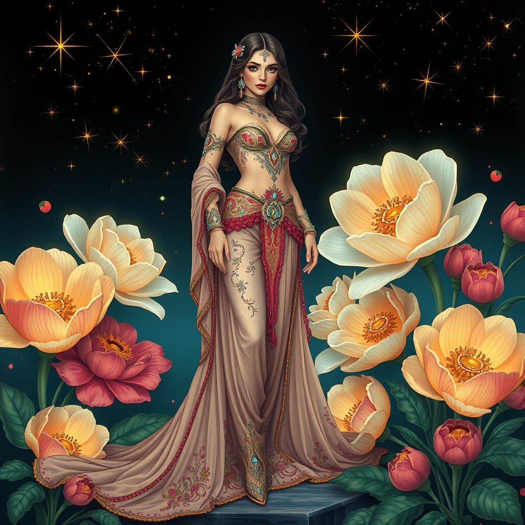 Arabian Nights Pin-Up in Art Nouveau Style