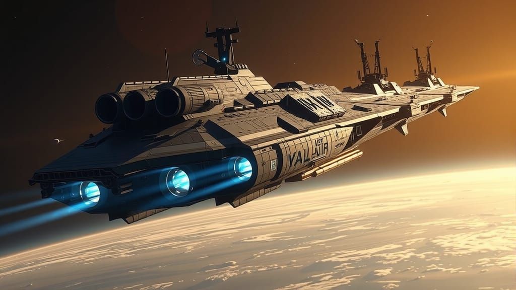 Colossal Spaceship Approaches Alien World in 8K