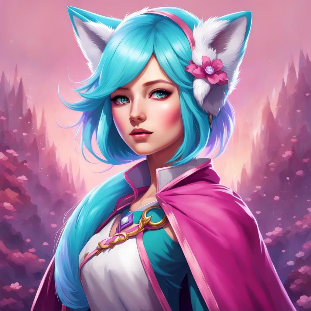 Girl with Fox Ears and Colorful Hair