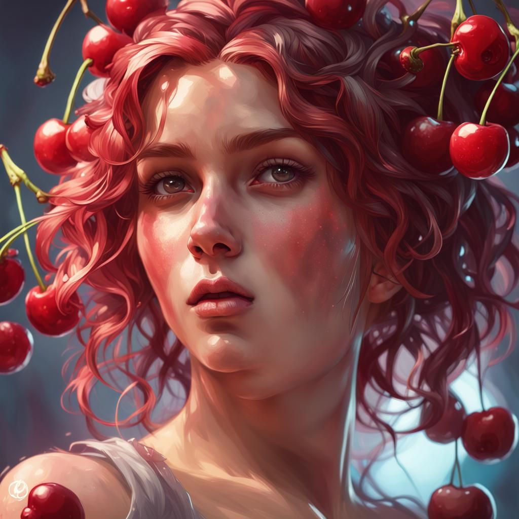 Hyperdetailed Cherry Portrait in Digital Art Style