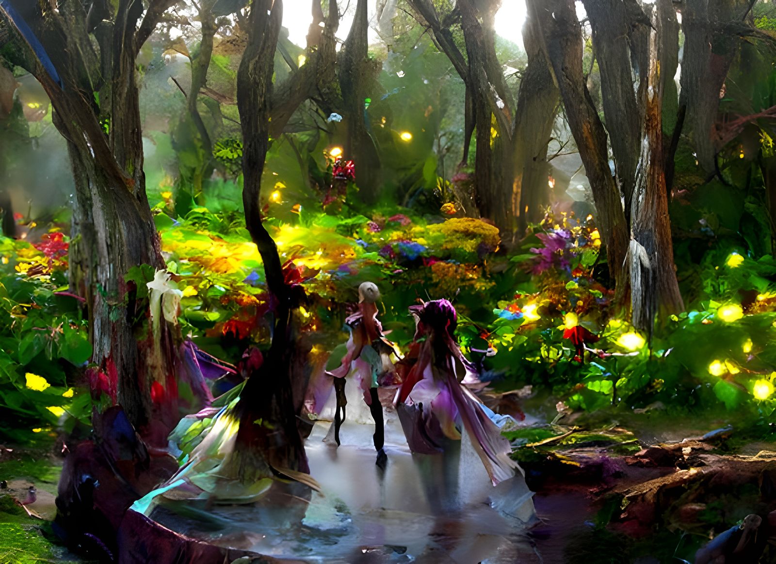 Fairies in an Enchanted Forest