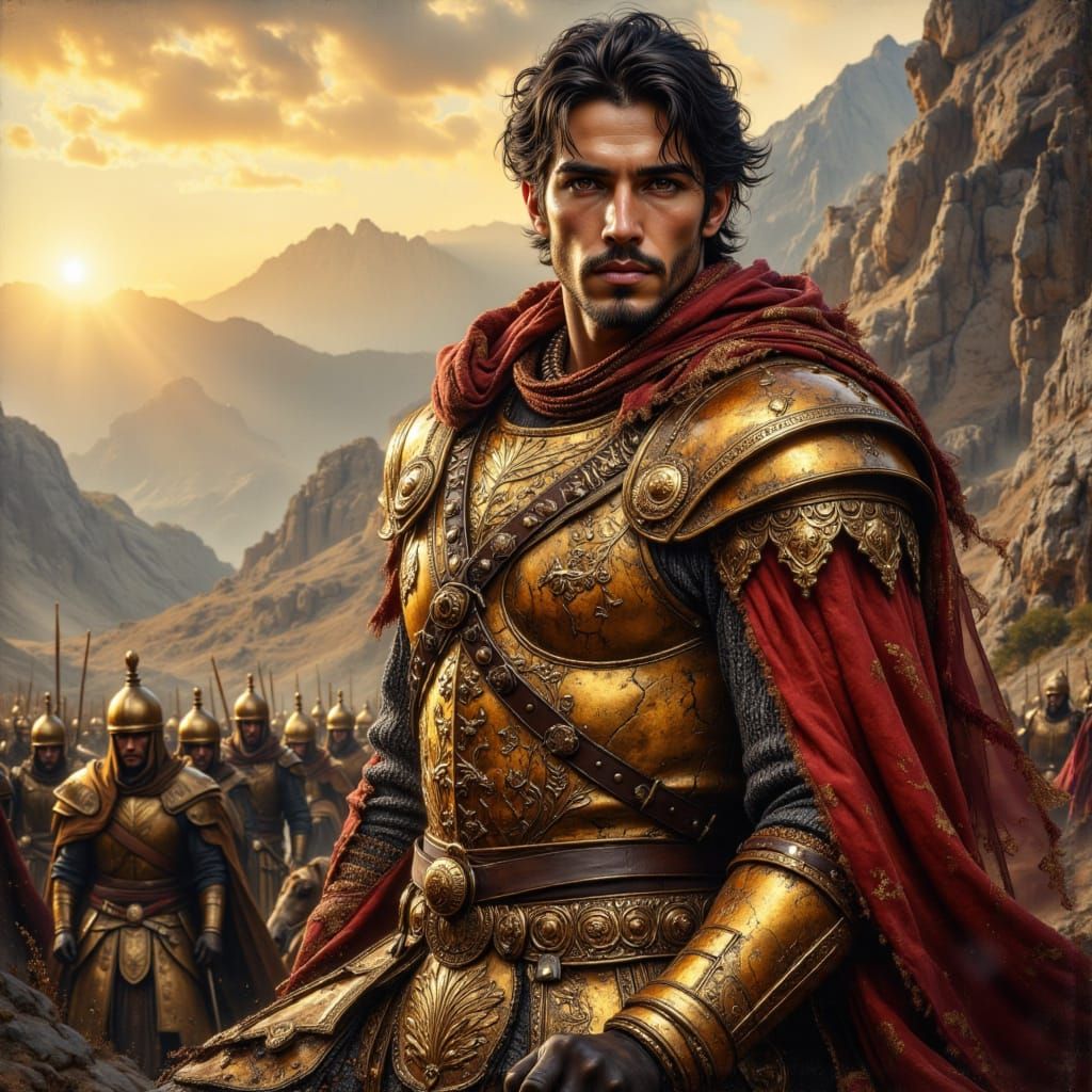 Turkish King Leading Army, Impasto Oil Painting