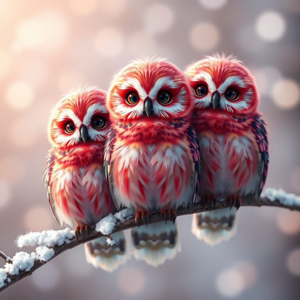 Vibrant Arctic Owls Concept Art in Anime Aesthetic