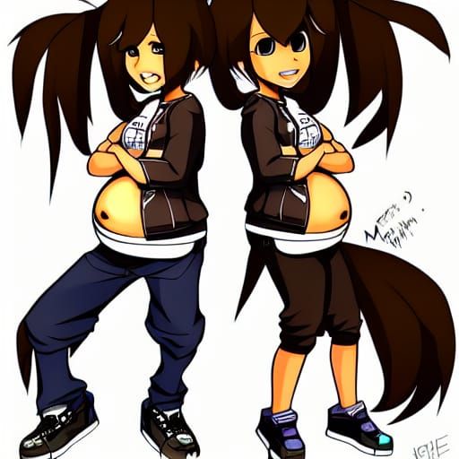 Stylized Pregnant Man Inspired by Japanese Art