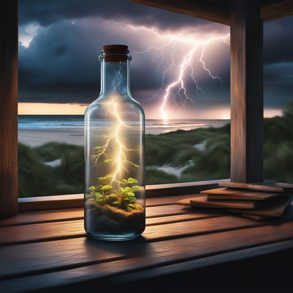 Lightning in a Bottle: Beach Cottage Digital Painting