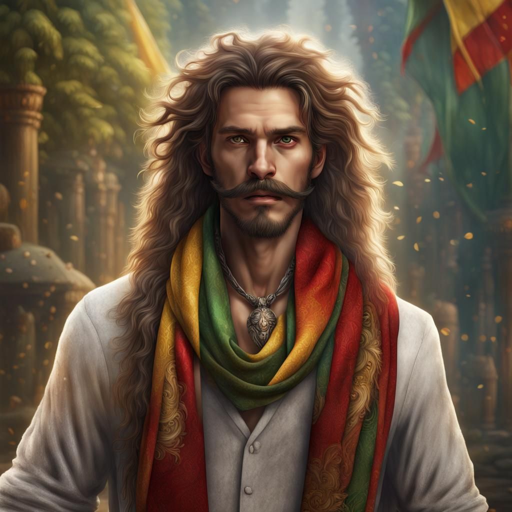 Man with Lion: Detailed Matte Painting