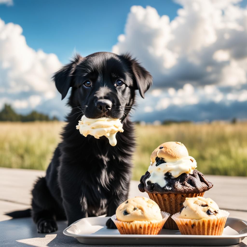 Black Puppy's Icy Treat in Divine Sunshine