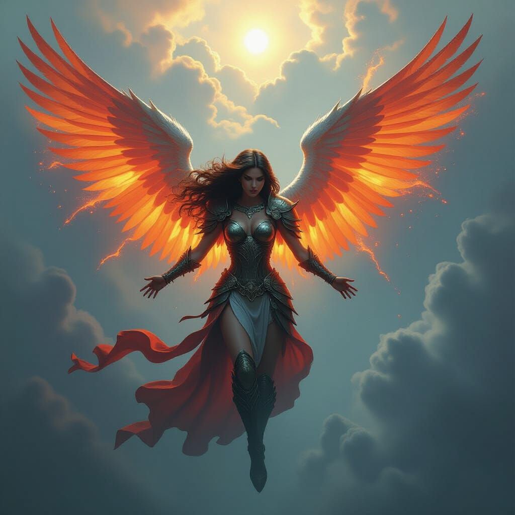 Angel's Fiery Descent Through Stratosphere