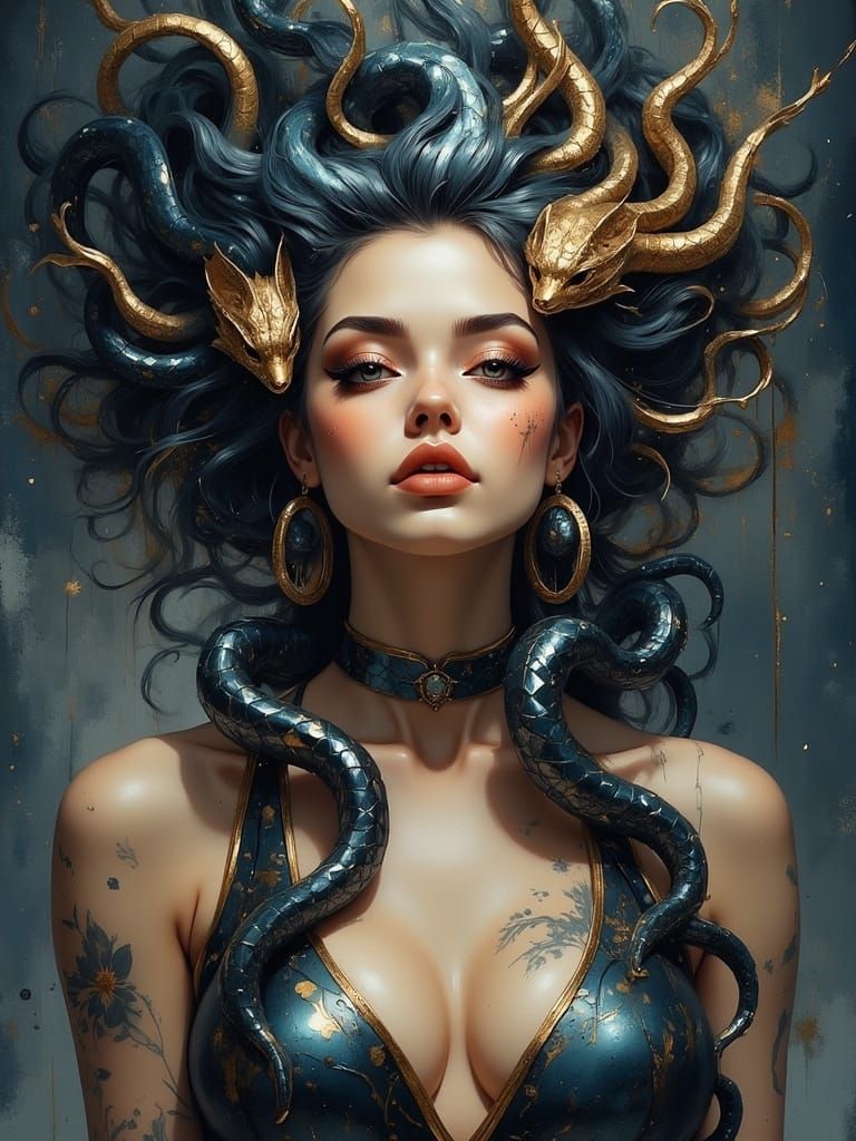 Seductive Medusa in Digital Painting
