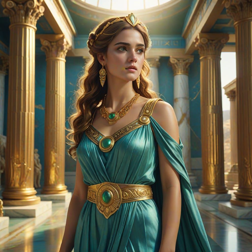 Goddess Hera in Zeus Temple: Realistic Digital Art