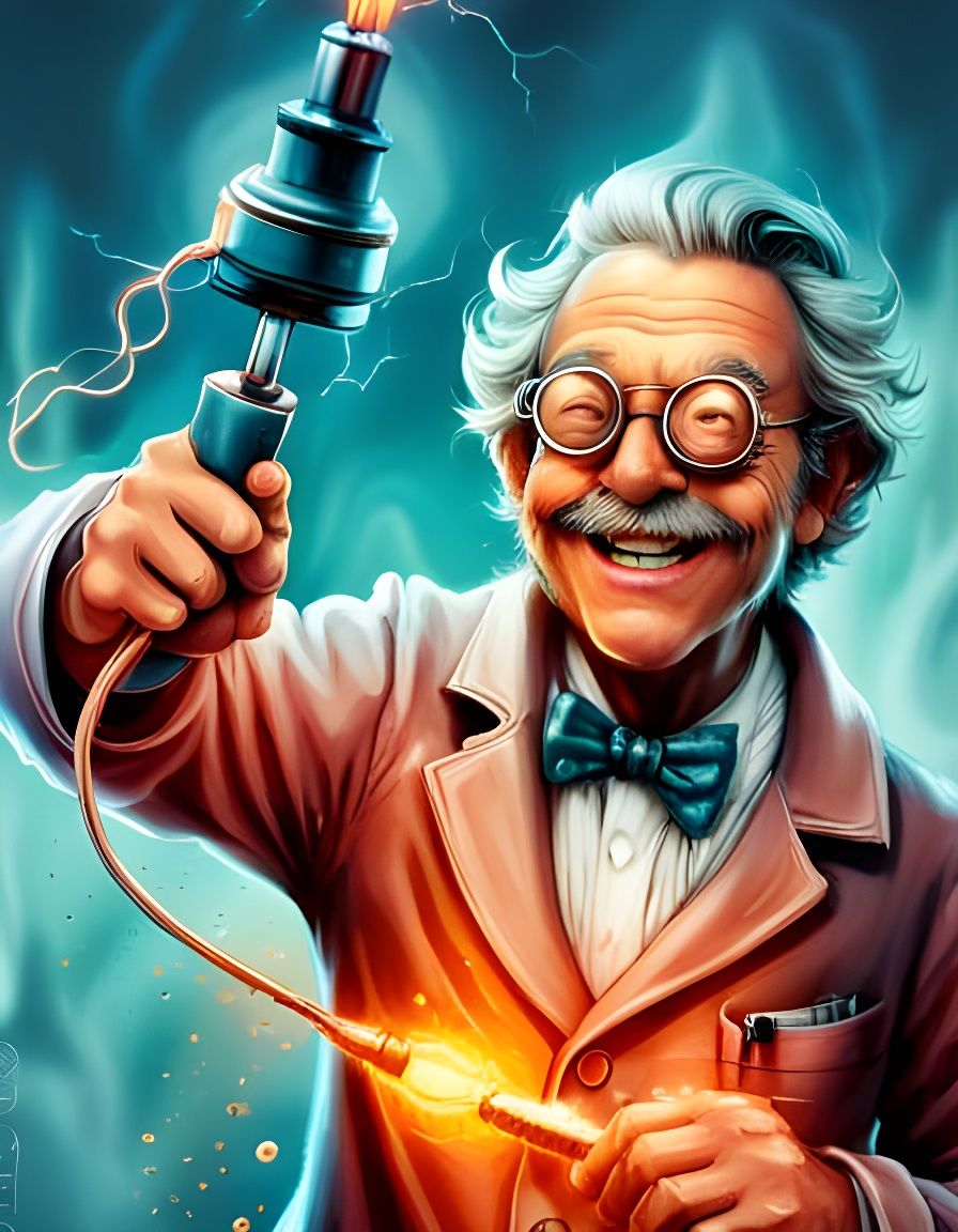 Mad Scientist in Lab, Digital Art Illustration