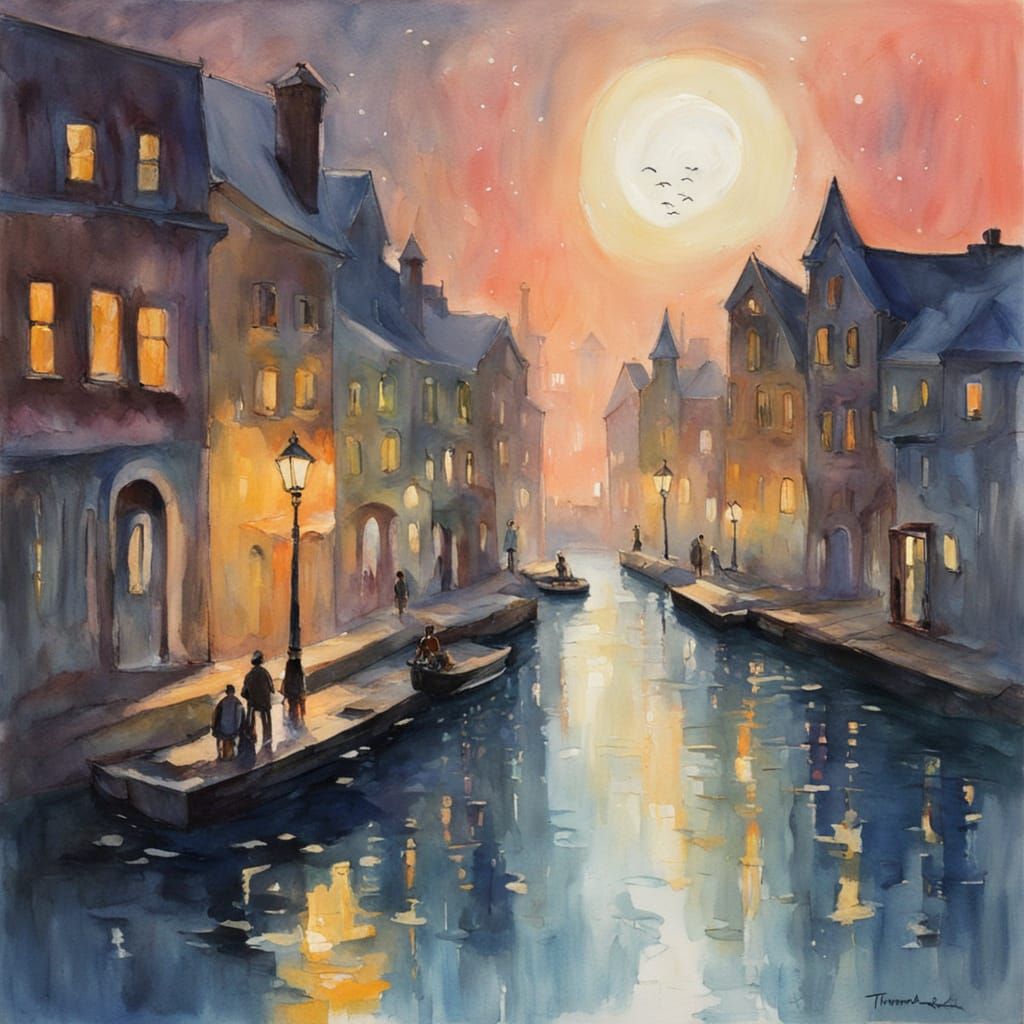 Underwater City: Impressionistic Gouache and Watercolor