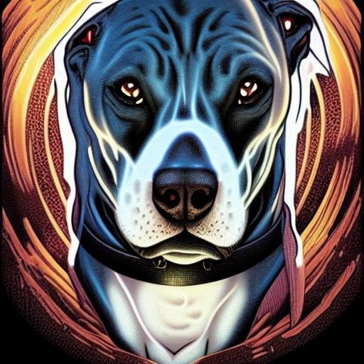 Ghost Pitbull in Comic Book Art Style