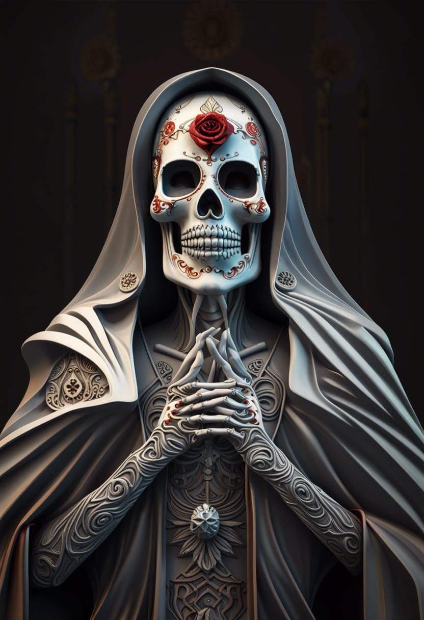Santa Muerte 3D Statue Portrait