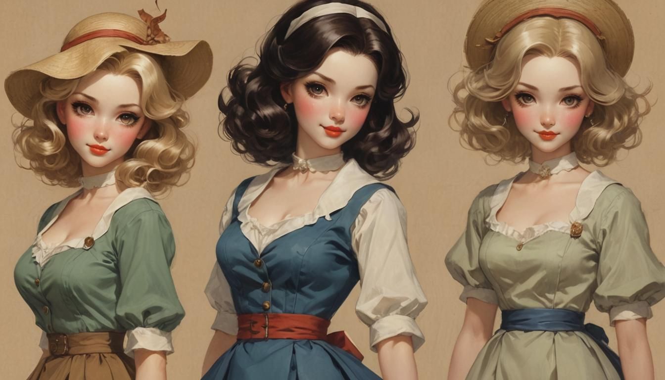 Anime Art Woman Doll in Kawaii Style