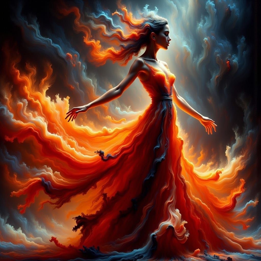 Ombre Haired Dancer in Dreamlike Color Field