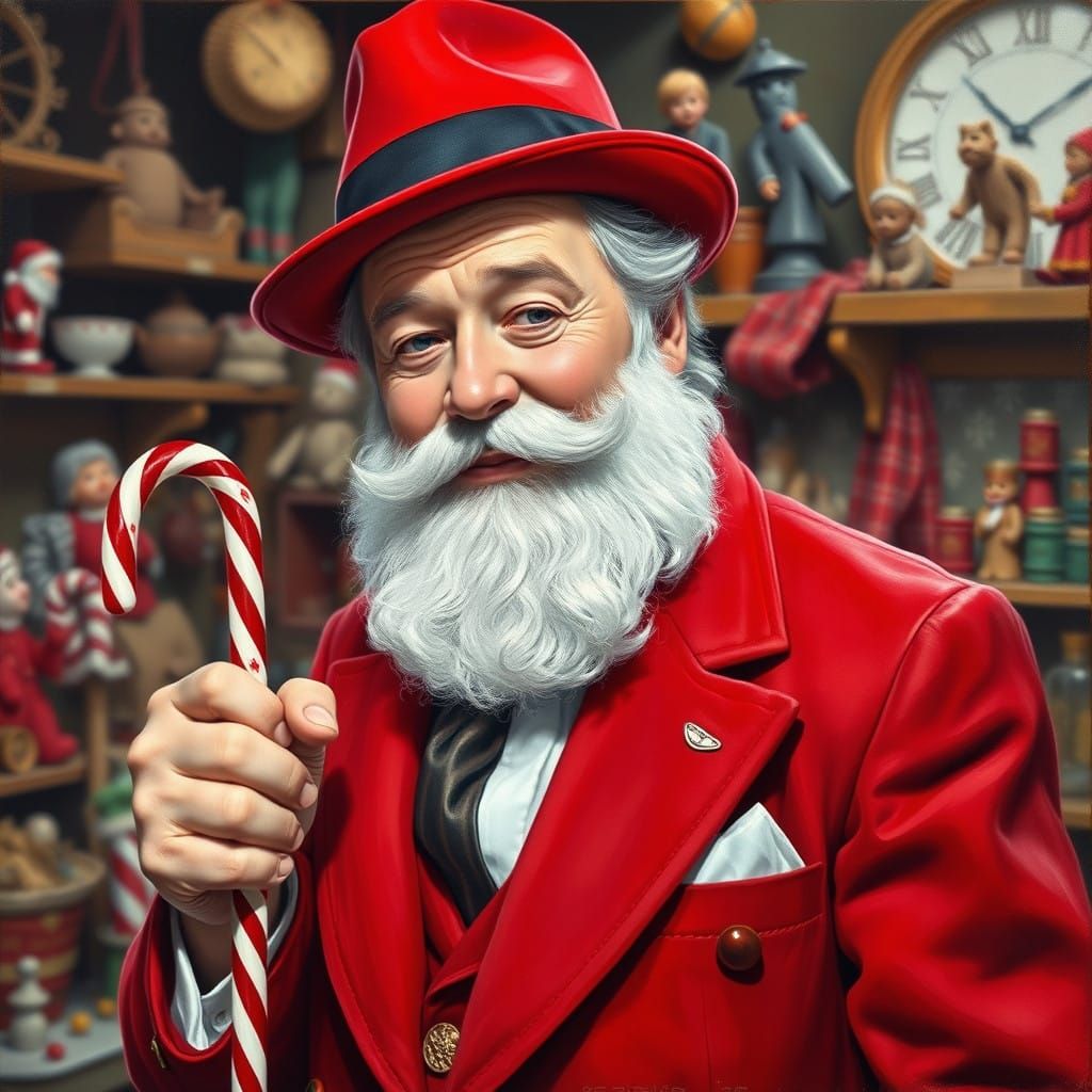Grandfatherly Santa in 1940s Attire