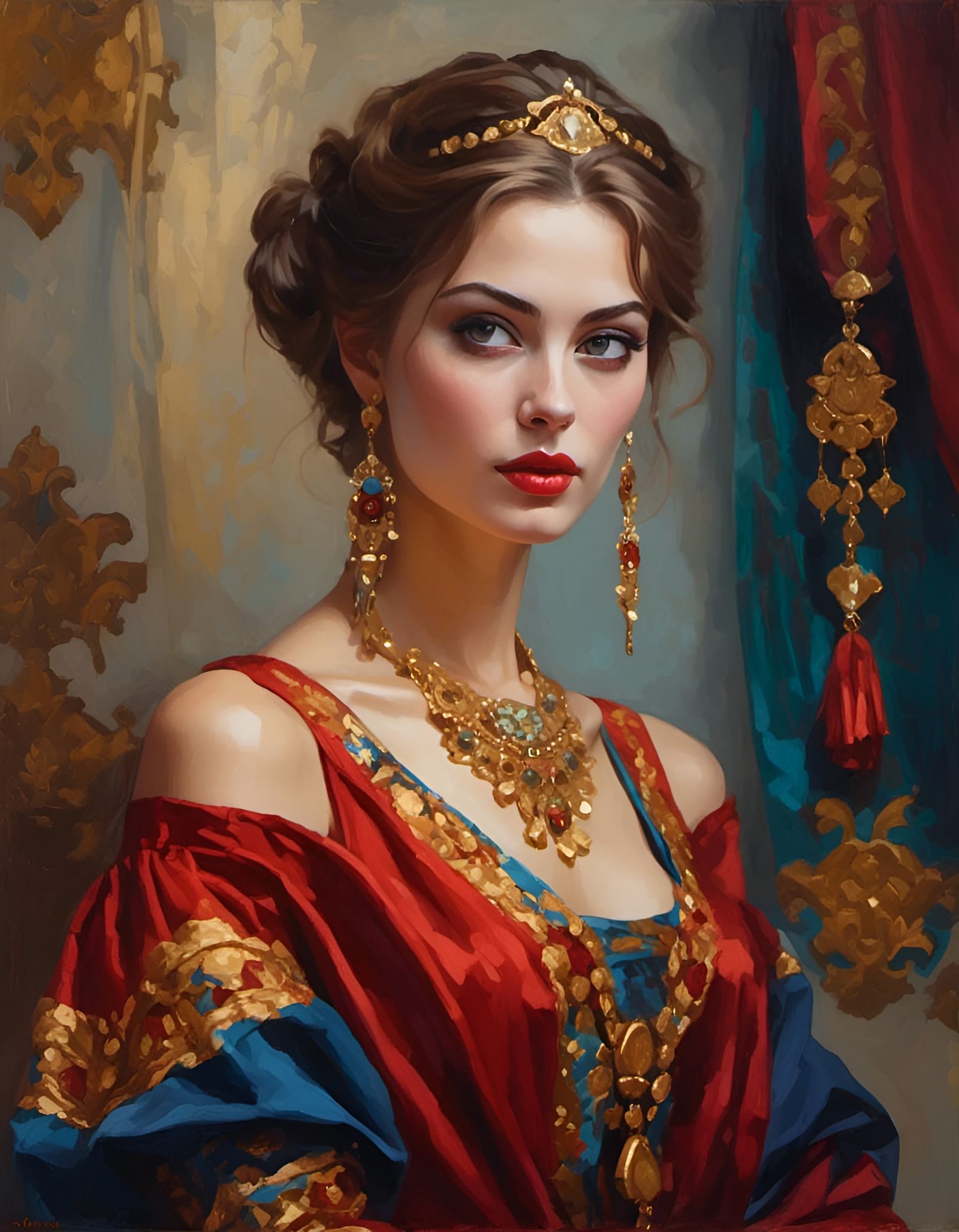 Byzantium Beauty Portrait in Historical Style